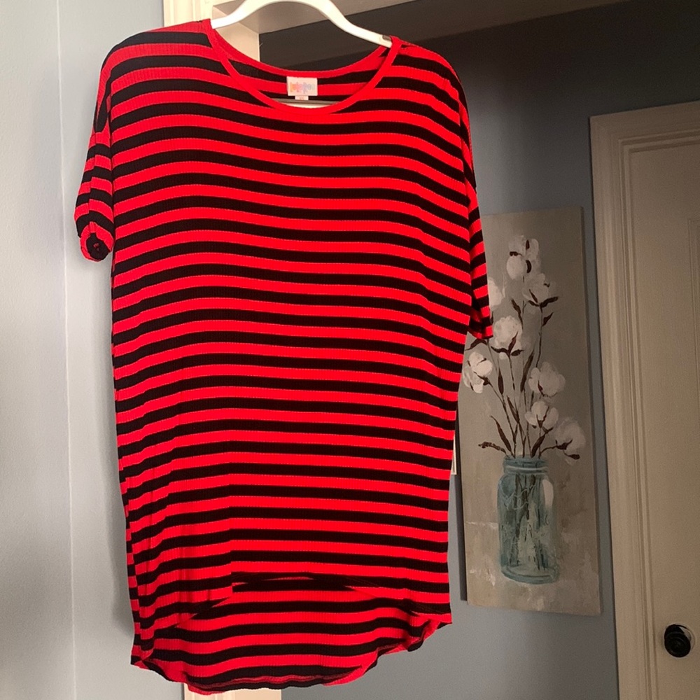 Black and Red Striped LuLaRoe Irma, XS